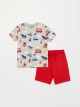 Crew Neck Short Sleeve Printed Baby Boy T-Shirt and Shorts 2-Piece Set