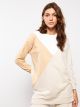 Crew Neck Long Sleeve Women's Tunic with Color Block