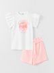 Crew Neck Printed Girl's T-Shirt and Shorts