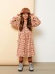 Crew Neck Plaid Long Sleeve Girl Dress