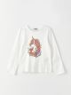 Crew Neck Printed Long Sleeve Cotton Girl T-shirt