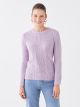 Crew Neck Ajour Long Sleeve Women's Tricot Sweater