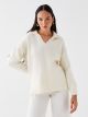 Polo Neck Plain Long-Sleeve Oversized Women's Knitwearwear Sweater