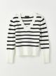 V-Neck Striped Long Sleeve Women's Knitwear Sweater