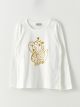 Crew Neck Printed Long Sleeve Cotton Girl T-shirt