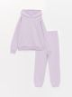 Basic Long Sleeve Girls' Hoodie and Sweatpants Set