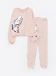 Crew Neck Printed Reversible Sequined Long Sleeve Girl's Sweatshirt and Sweatpants