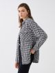 Patterned Long Sleeve Oversize Tweed Women's Shirt Jacket