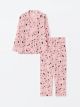 Shirt Neck Printed Long Sleeve Girl Pajama Set