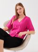 V Neck Straight Short Sleeve Viscose Women's Blouse