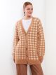 V Neck Patterned Long Sleeve Women's Tricot Cardigan