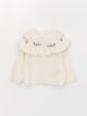 Crew Neck Floral Embroidered Baby Girl Knitwear Cardigan