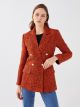 Patterned Long Sleeve Women's Tweed Blazer Jacket