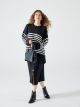 Crew Neck Striped Long Sleeve Oversize Women's Knitwear Sweater