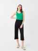 Women's Elastic Waist Flat Capri