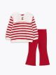 Crew Neck Long Sleeve Striped Baby Girl Sweatshirt and Tights 2-Pack Set