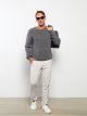 Crew Neck Long Sleeve Men's Tricot Sweater