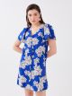 V Neck Patterned Short Sleeve Women's Dress