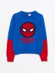 Crew Neck Spiderman Patterned Long Sleeve Boy Tricot Sweater