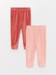 Elastic Waist Basic Baby Girl Velvet Pajama Bottoms 2-Pack