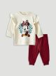 Crew Neck Long Sleeved Minnie Mouse Printed Baby Girl Sweatshirt and Tracksuit Bottom 2-Pack Set