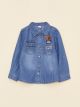 Polo Collar Long Sleeve Embroidery Detailed Baby Boy Jean Shirt