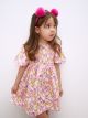 Crew Neck Short Sleeve Printed Baby Girl Dress