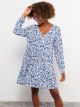 V Neck Patterned Long Sleeve Viscose Women's Dress