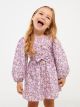 Crew Neck Long Sleeve Patterned Baby Girl Dress