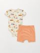 Crew Neck Printed Baby Boy Body and Shorts 2-Piece Set