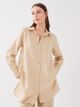 Shirt Collar Straight Long Sleeve Linen Women's Tunic