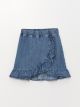 Elastic Waist Frilly Girl's Jean Skirt
