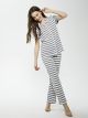 Shirt Collar Striped Short Sleeve Women's Pajamas Set