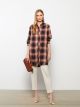 Shirt Neck Plaid Long Sleeve Viscose Women's Tunic