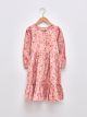 Crew Neck Printed Long Sleeve Gabardine Girls Dress