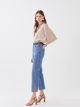 High Waisted Straight Fit Women's Denim Trousers