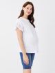 Crew Neck Embroidery Detailed Short Sleeve Maternity Blouse