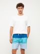 Men's Knee-Length Color-Blocked Swim Shorts