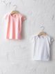 Basic Crew Neck Short Sleeve Cotton Baby Girl T-Shirt 2 Pieces