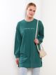 Crew Neck Printed Long Sleeve Oversize Cotton Women's Tunic