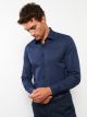 Slim Fit Long Sleeve Patterned Gabardine Men's Shirt