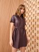 Straight Short Sleeve Leather Look Women's Shirt Dress