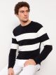 Crew Neck Long Sleeve Men's Tricot Sweater with Color Block