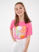 Crew Neck Short Sleeve Printed Girl's T-Shirt