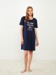 Crew Neck Printed Short Sleeve Cotton Women's Nightgown