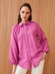 Plain Balloon Sleeve Oversize Muslin Women's Shirt