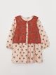 Crew Neck Patterned Baby Girl Dress and Vest 2-Pack Set