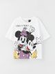 Crew Neck Minnie and Mickey Mouse Printed Short Sleeve Girls T-Shirt