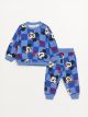 Crew Neck Mickey Mouse Printed Baby Boy Pants and Sweatshirt Set 2 Pack