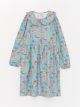 Bebe Collar Patterned Long Sleeve Girl Dress